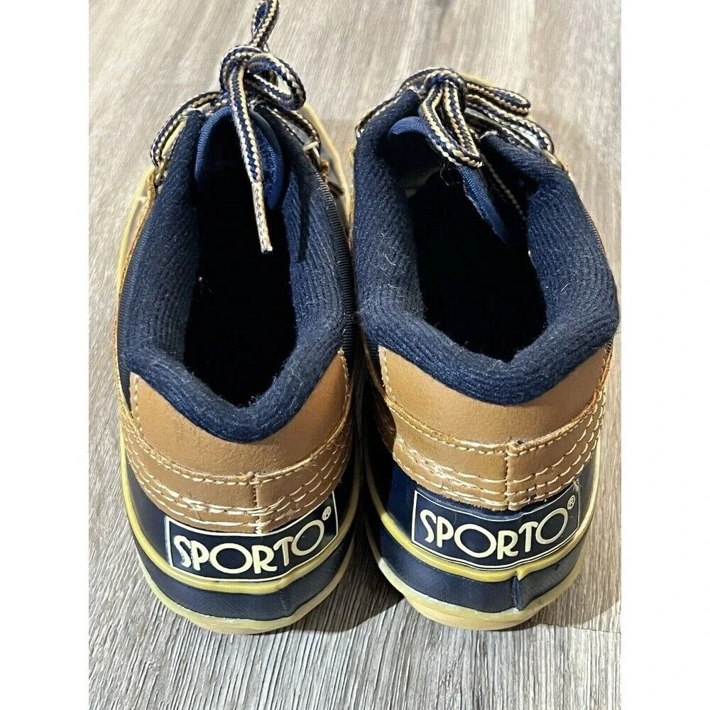 Vintage Sporto Duck Rain Boots Women's Size 6 Navy Tan Thermolite‎ Coastal Prep